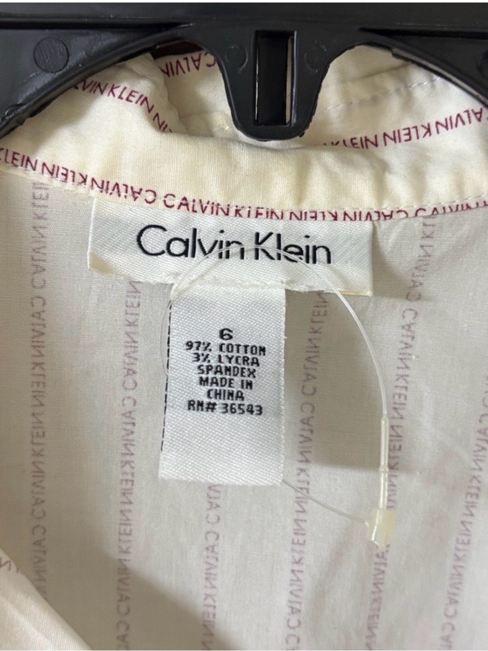Calvin Klein Vintage Cream Red Logo Striped Button Down Shirt Size 6 - Picture 4 of 5